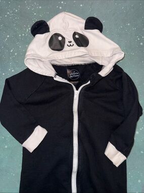 Whistle and flute Black & White Panda Hooded Zip-Up onesie 3 4 yo